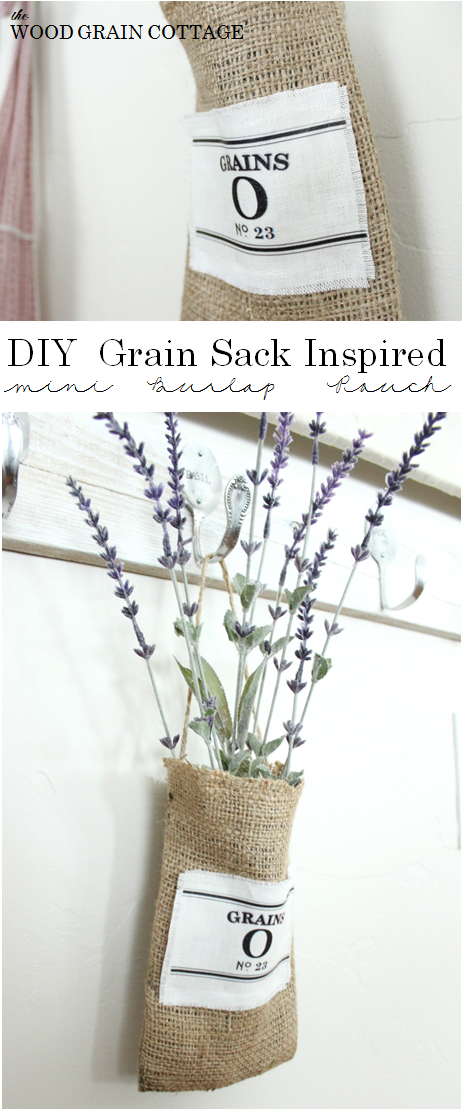 DIY Burlap Pouch w/ Grain Sack Logo | The Wood Grain Cottage