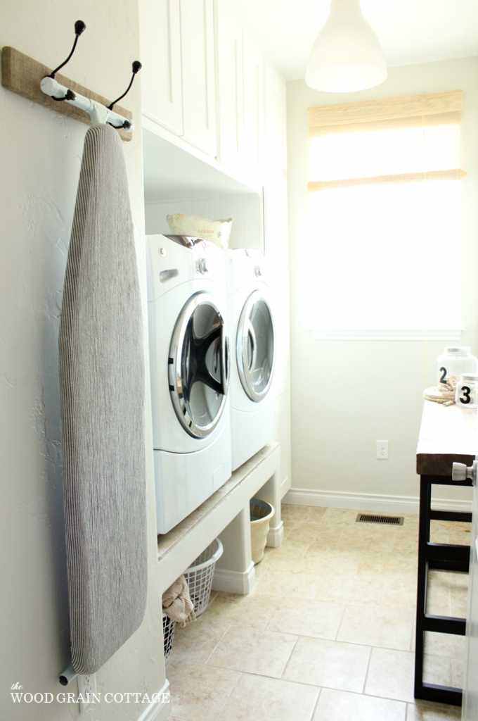 Hanging Ironing Board Rack & Ironing Board Cover | The Wood Grain Cottage