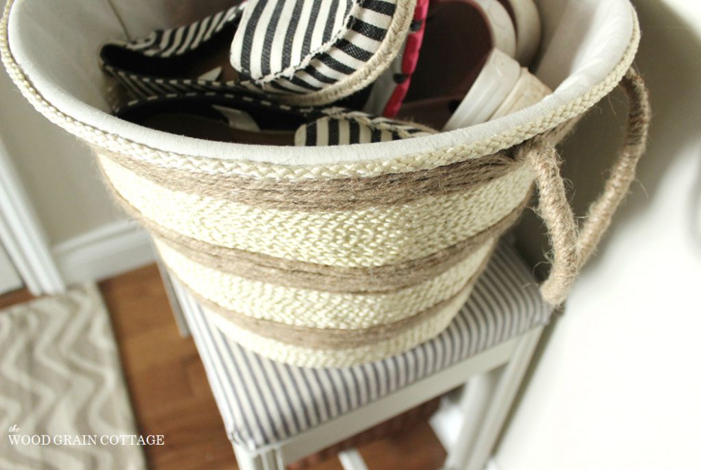 Linen Lined Rope Basket | The Wood Grain Cottage
