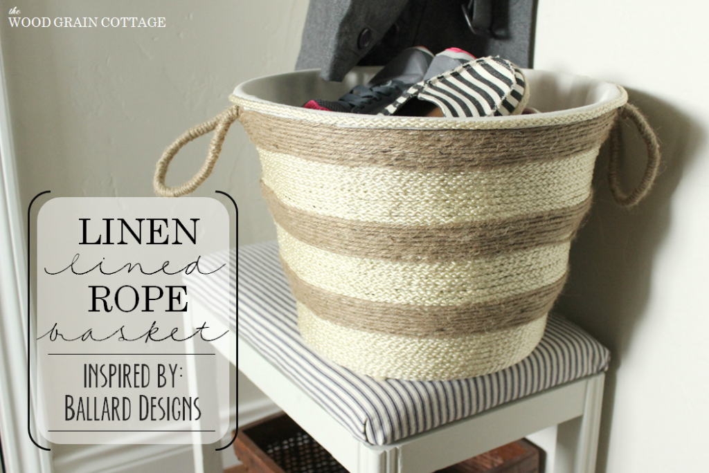 Linen Lined Rope Basket | The Wood Grain Cottage
