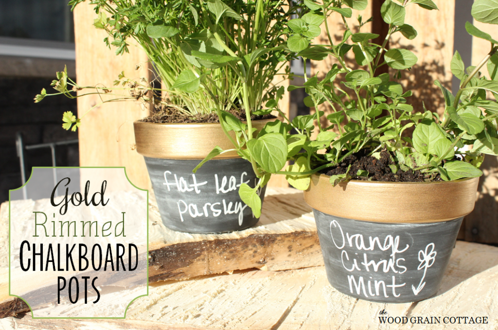 Gold Rimmed Chalkboard Pots by The Wood Grain Cottage