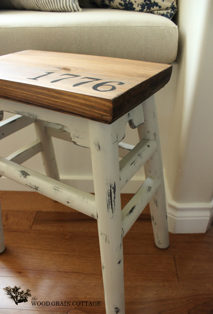 Side Stool Makeover by The Wood Grain Cottage