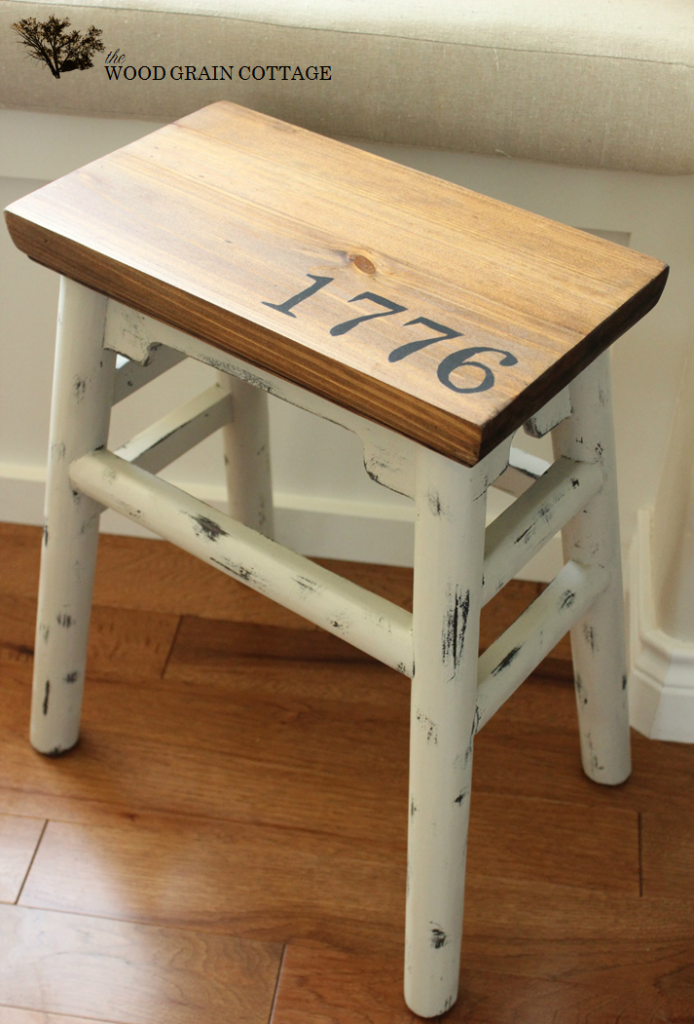 Side Stool Makeover by The Wood Grain Cottage