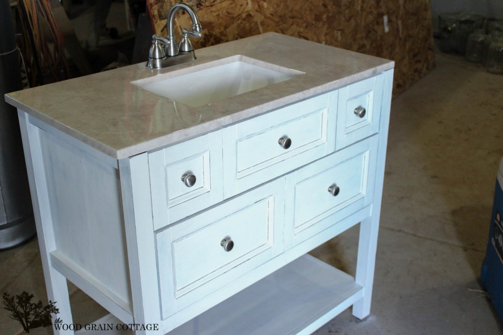 Powder Bathroom Vanity Makeover by The Wood Grain Cottage