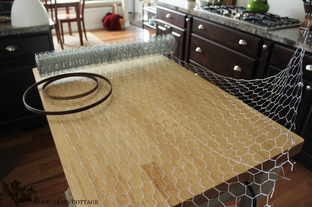 Farmhouse Light with Chicken Wire by The Wood Grain Cottage