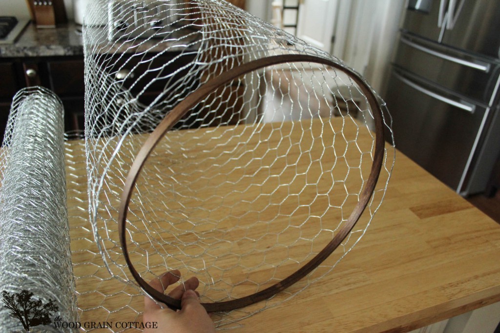 Farmhouse Light with Chicken Wire by The Wood Grain Cottage