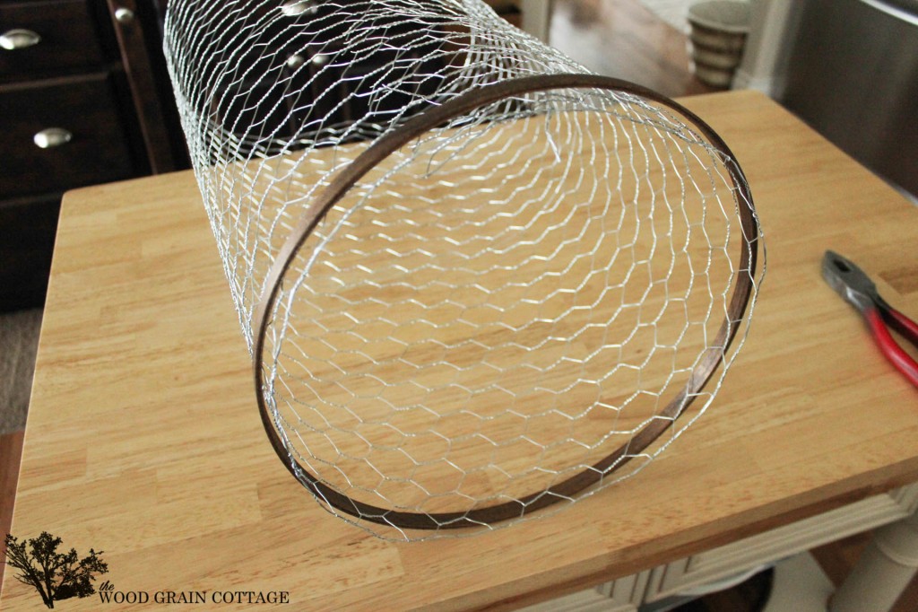 Farmhouse Light with Chicken Wire by The Wood Grain Cottage