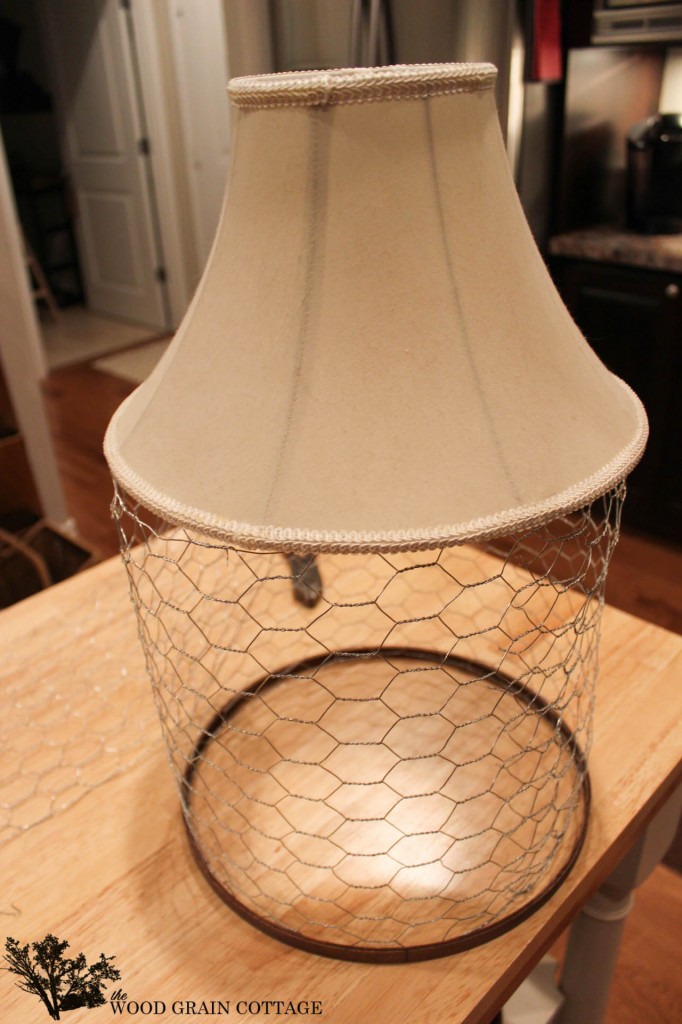 Farmhouse Light with Chicken Wire by The Wood Grain Cottage