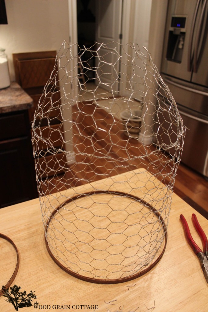 Farmhouse Light with Chicken Wire by The Wood Grain Cottage