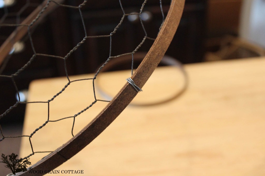 Farmhouse Light with Chicken Wire by The Wood Grain Cottage