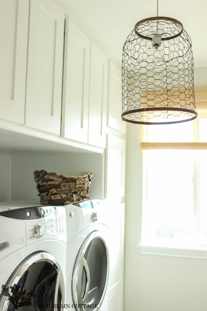 Farmhouse Light with Chicken Wire by The Wood Grain Cottage