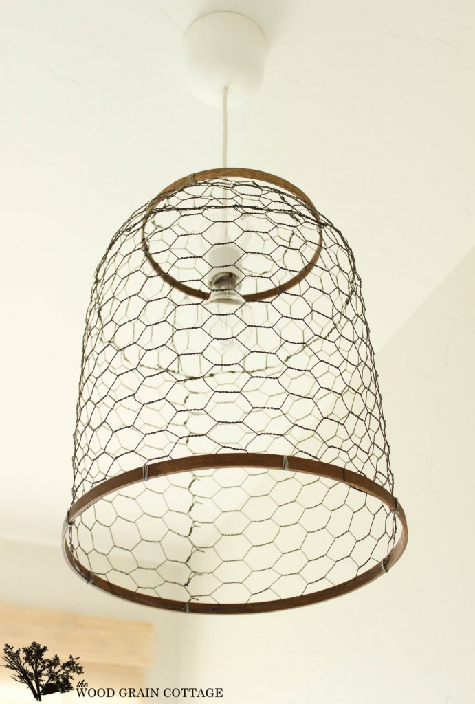 Farmhouse Light with Chicken Wire by The Wood Grain Cottage