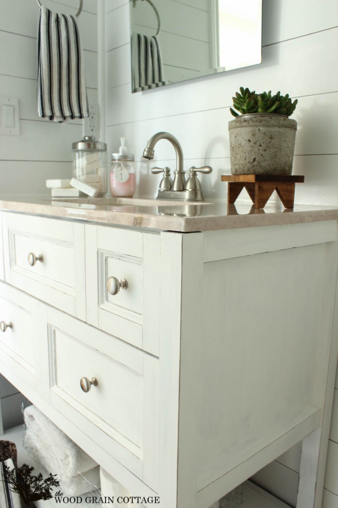 Powder Bathroom Vanity Makeover by The Wood Grain Cottage