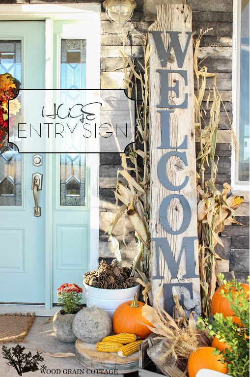 The finished front porch welcome sign. 