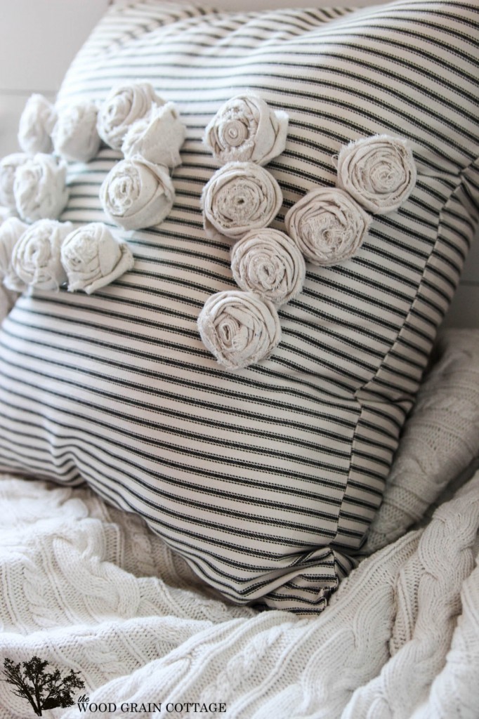 DIY Rosette Pillow by The Wood Grain Cottage