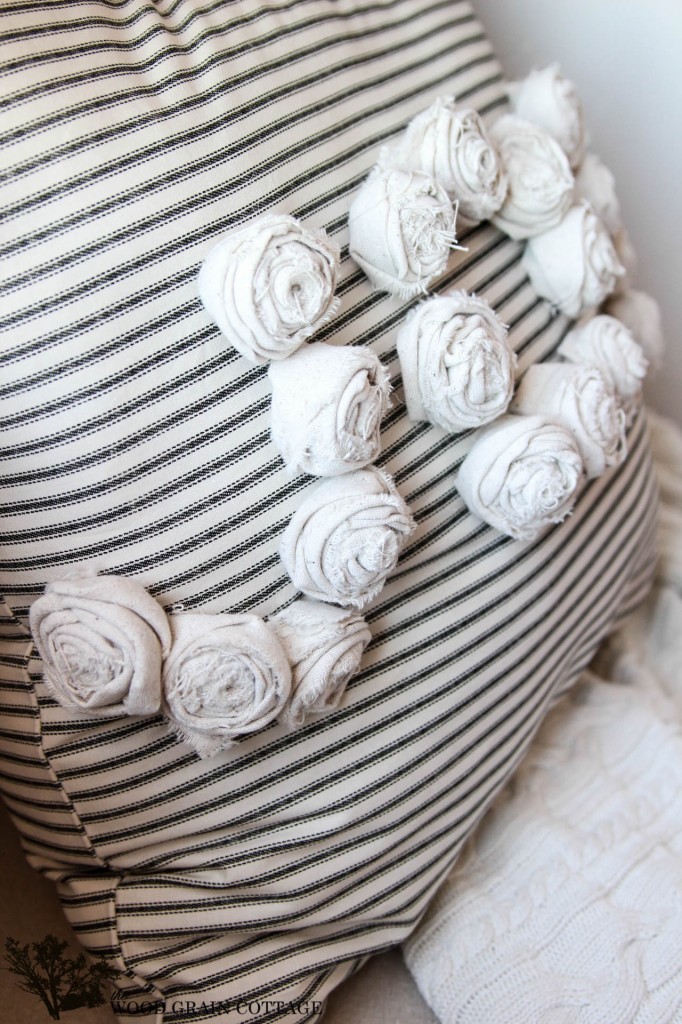 DIY Rosette Pillow by The Wood Grain Cottage