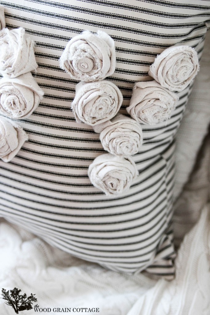 DIY Rosette Pillow by The Wood Grain Cottage