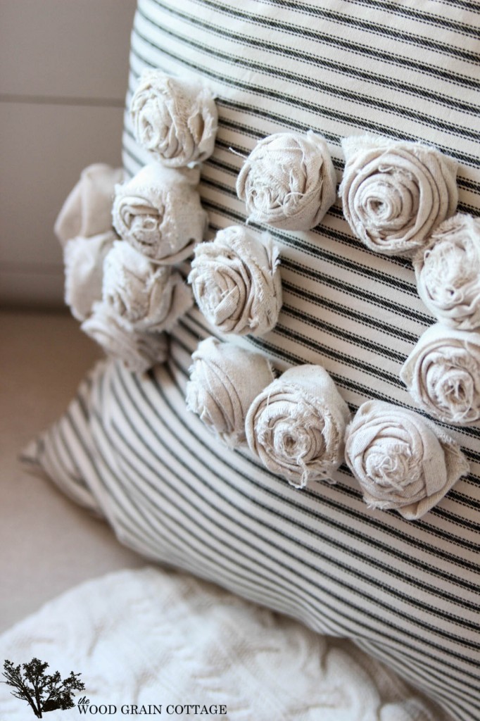 DIY Rosette Pillow by The Wood Grain Cottage