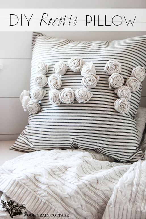 DIY Rosette Pillow by The Wood Grain Cottage