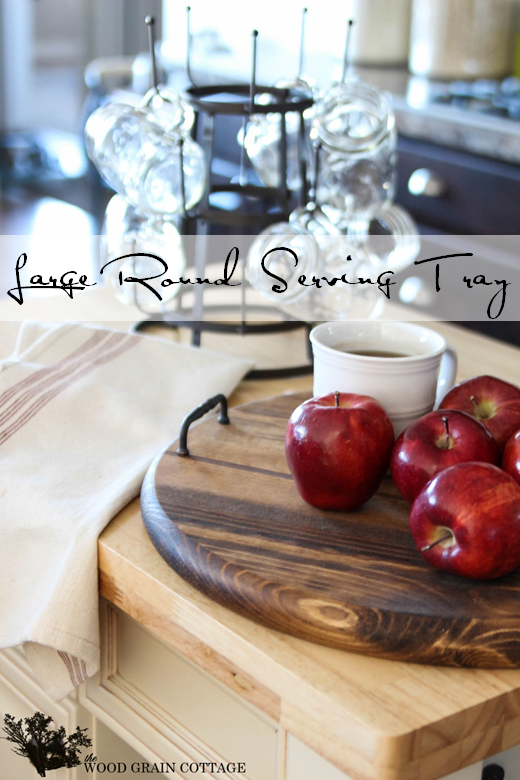 DIY Large Round Serving Tray by The Wood Grain Cottage