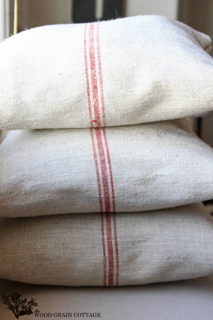 Grain Sack Pillows by The Wood Grain Cottage
