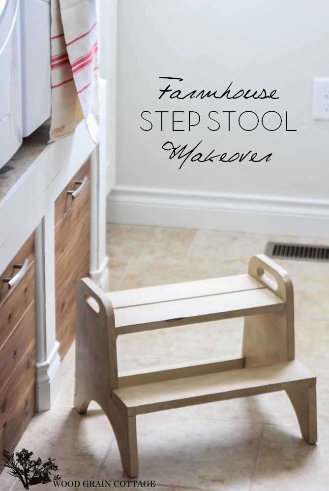 Farmhouse Step Stool Makeover by The Wood Grain Cottage