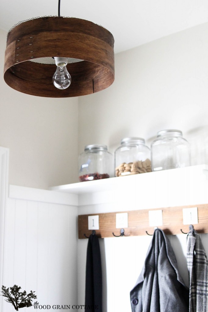 Knock Off Grain Sieve Light Fixture by The Wood Grain Cottage