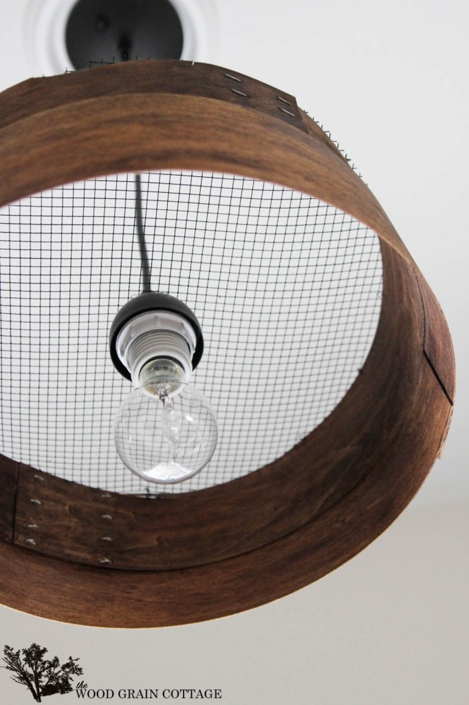 Knock Off Grain Sieve Light Fixture by The Wood Grain Cottage