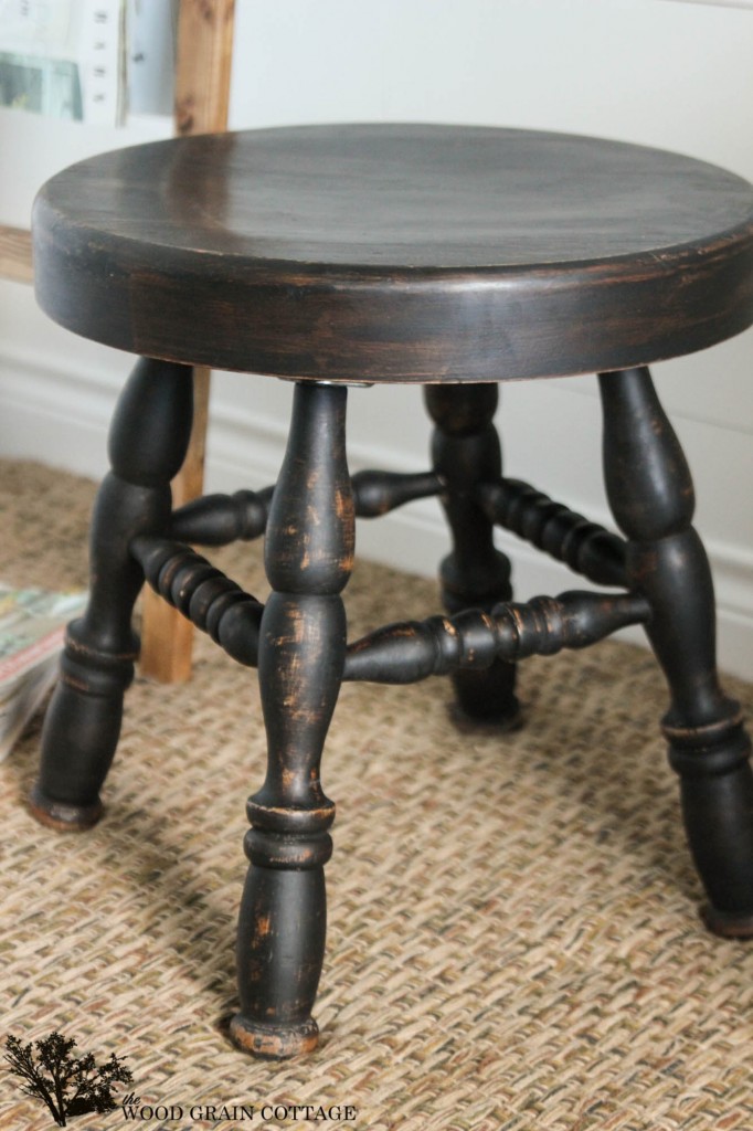 Black Spinning Stool Makeover by The Wood Grain Cottage
