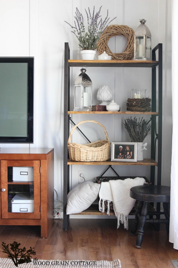 Summer Living Room Shelving by The Wood Grain Cottage