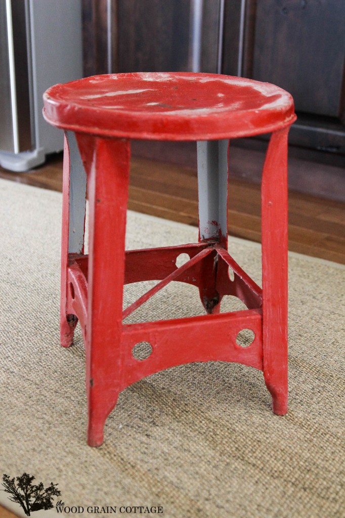 Red Outdoor Stool by The Wood Grain Cottage