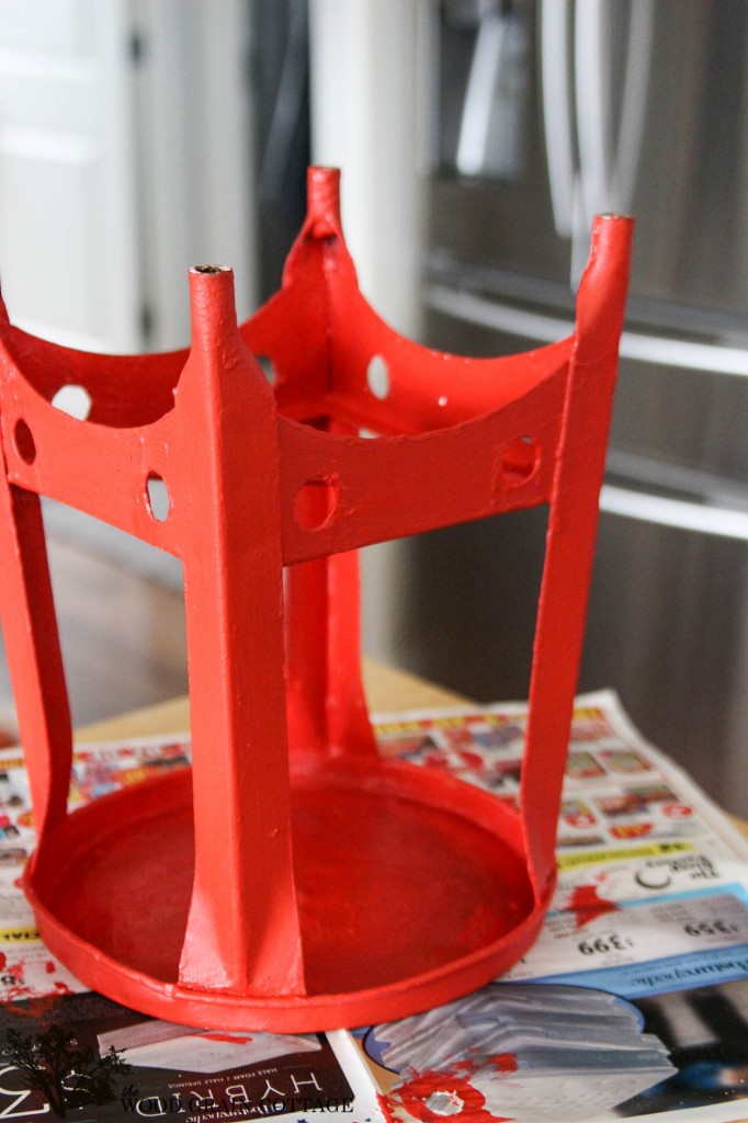 Red Outdoor Stool by The Wood Grain Cottage