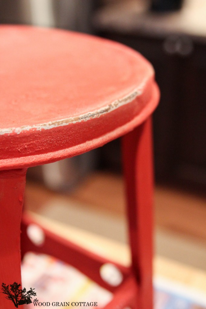 Red Outdoor Stool by The Wood Grain Cottage