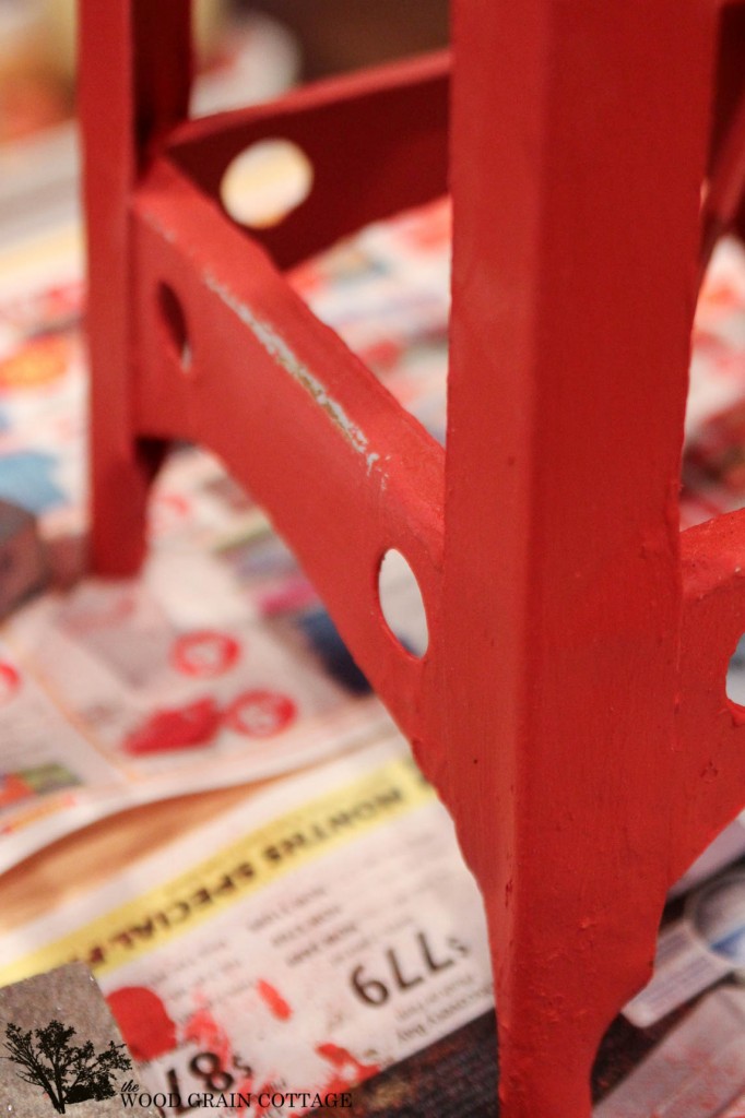 Red Outdoor Stool by The Wood Grain Cottage