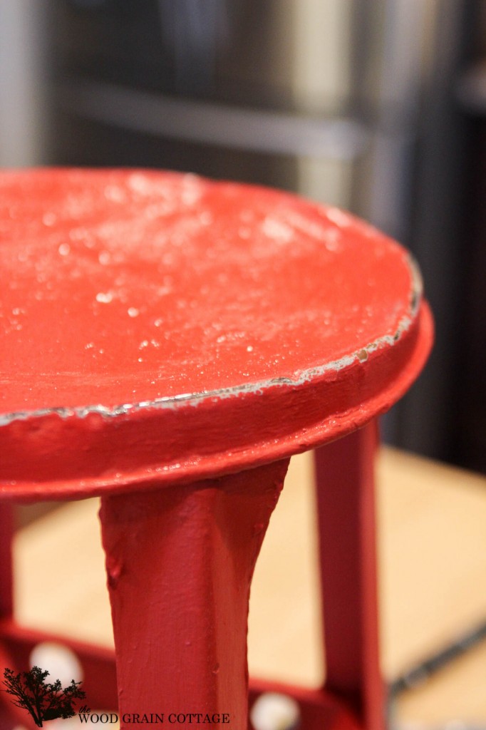 Red Outdoor Stool by The Wood Grain Cottage
