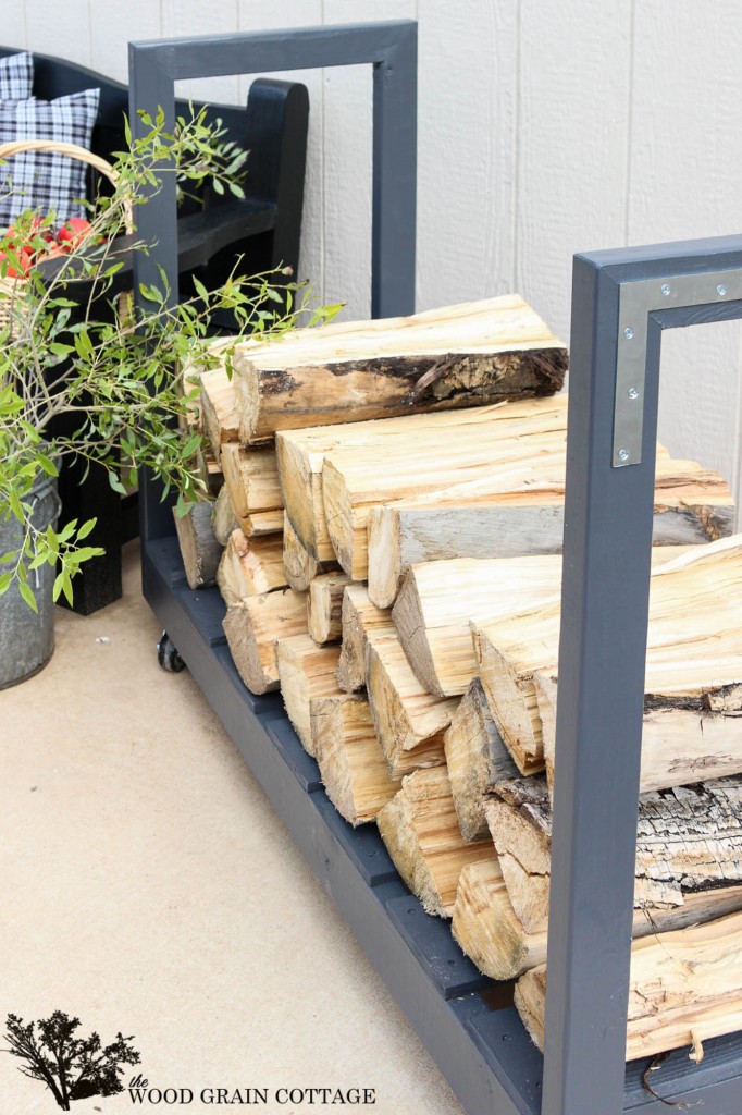 DIY Rolling Fire Wood Cart by The Wood Grain Cottage