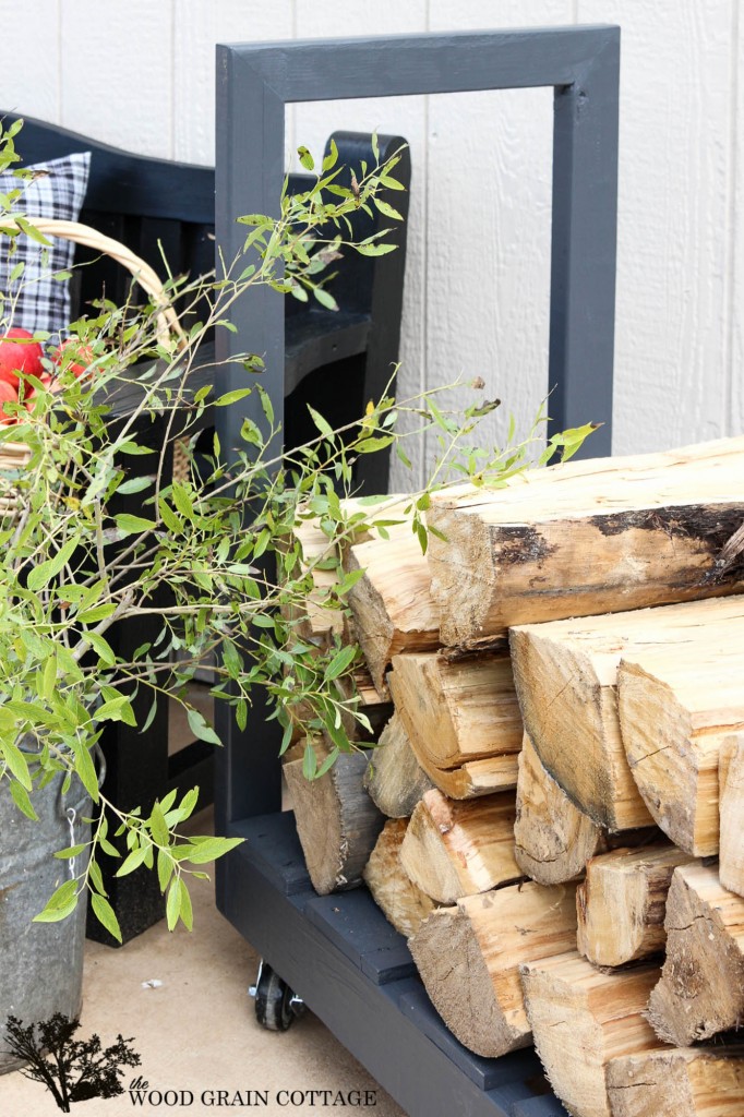 DIY Rolling Fire Wood Cart by The Wood Grain Cottage