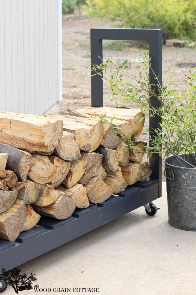 DIY Rolling Fire Wood Cart by The Wood Grain Cottage