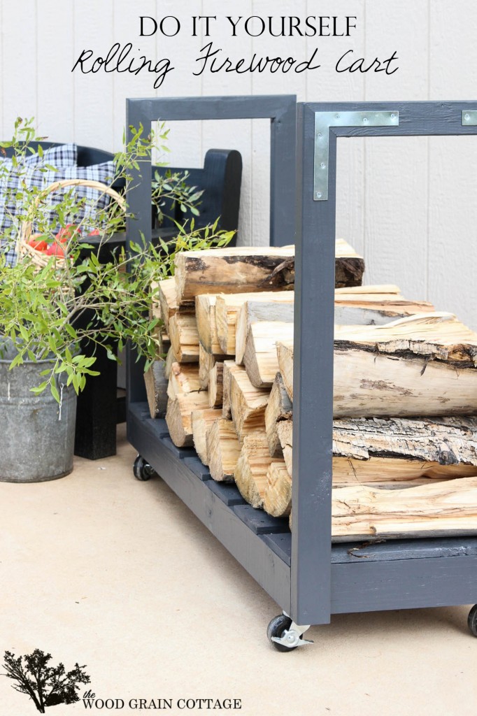 DIY Rolling Fire Wood Cart by The Wood Grain Cottage