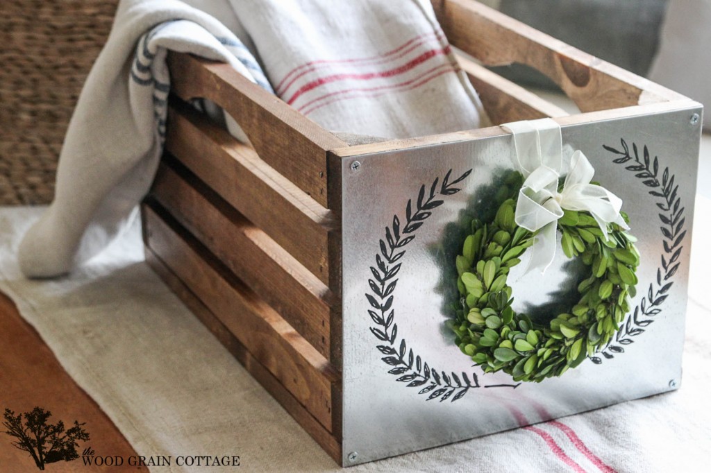 Wood Crate with Galvanized Metal Ends by The Wood Grain Cottage