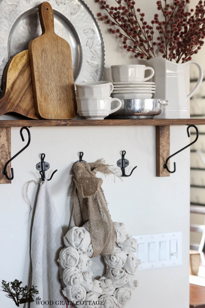 Christmas Kitchen Shelf Decorating by The Wood Grain Cottage