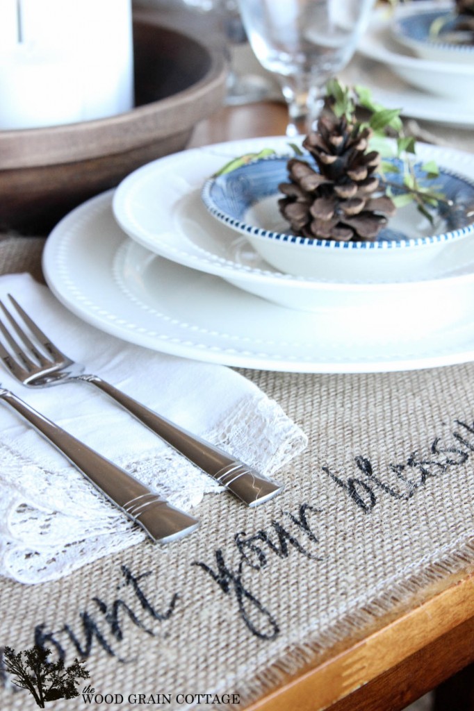 Thanksgiving Burlap Placemats by The Wood Grain Cottage