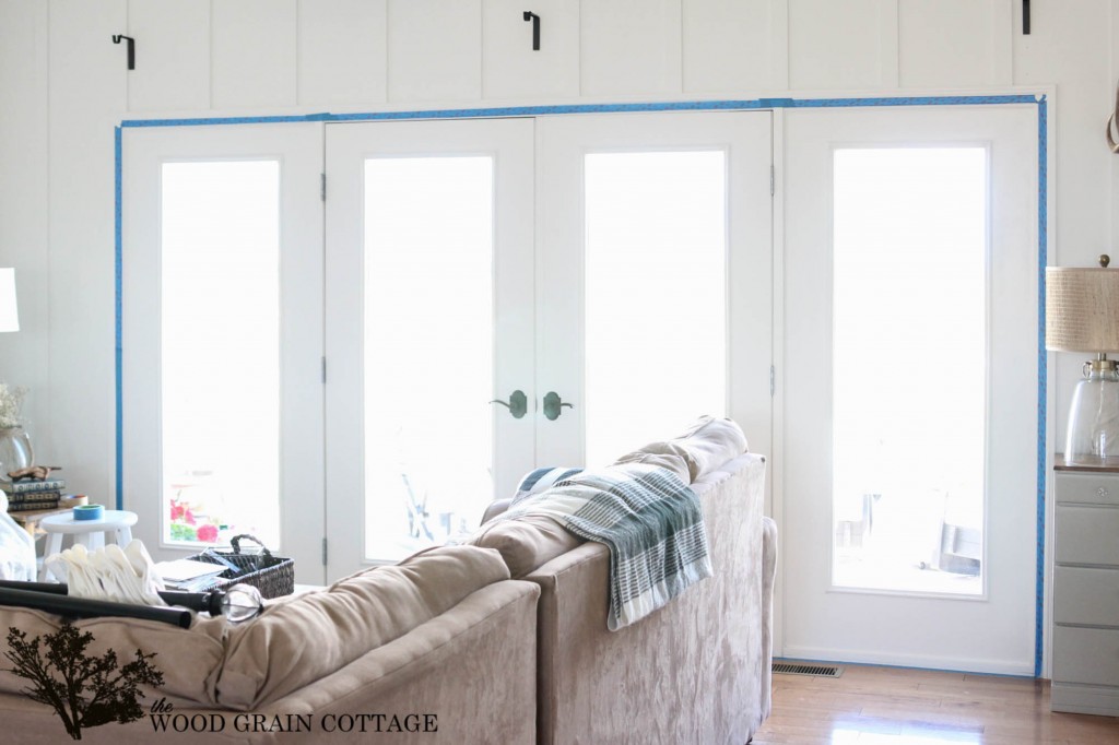 Black French Doors. Perfect touch of depth and farmhouse style by The Wood Grain Cottage