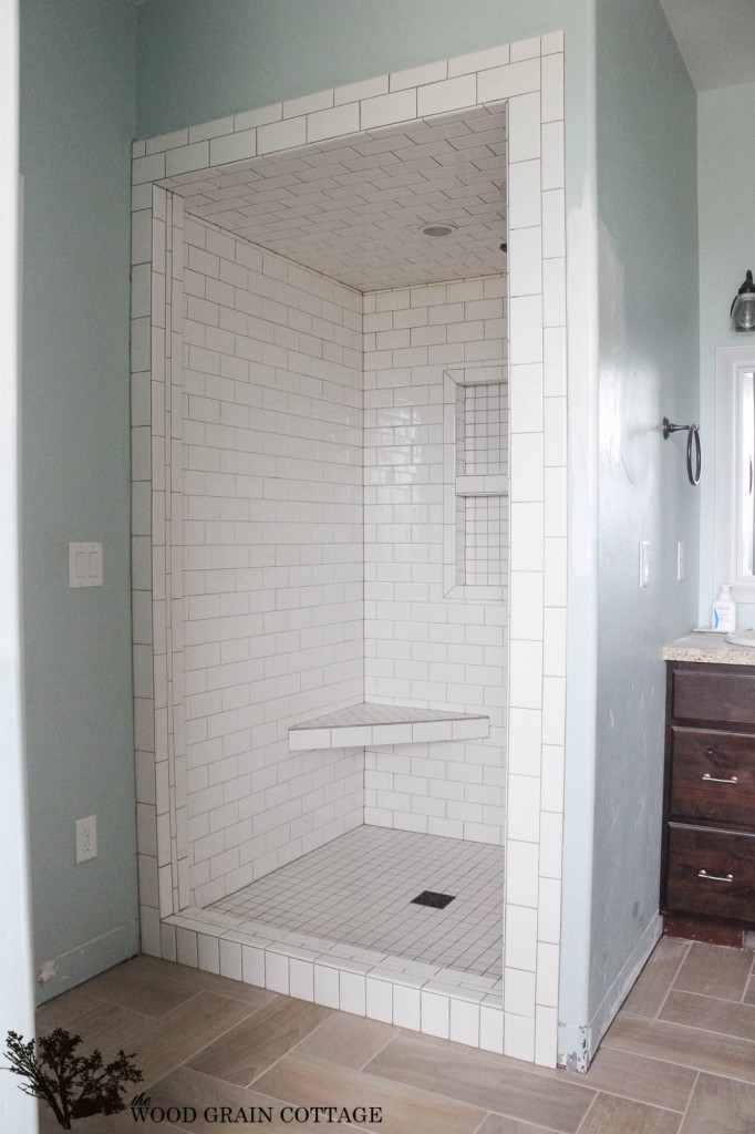 New Master Bathroom Tile by The Wood Grain Cottage 