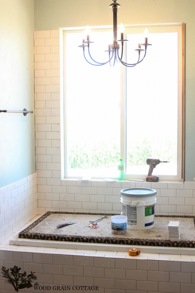 New Master Bathroom Tile by The Wood Grain Cottage 