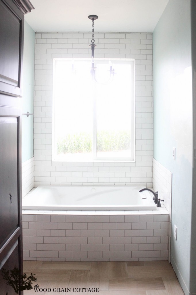 New Master Bathroom Tile by The Wood Grain Cottage 