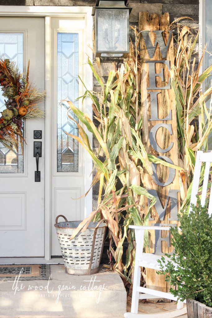 Simple Fall Front Porch Decorating by The Wood Grain Cottage