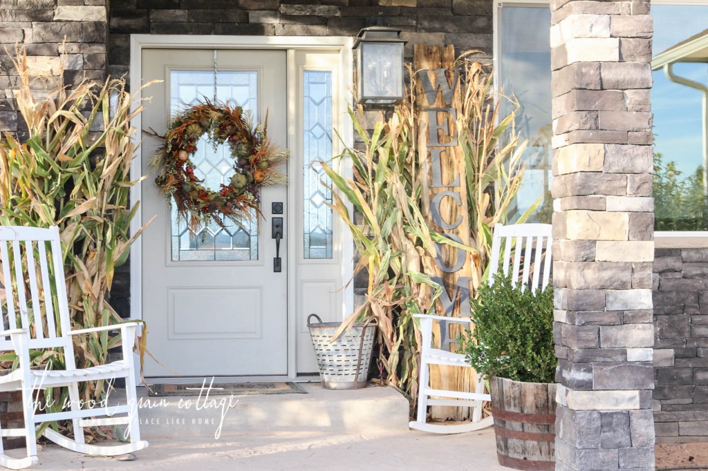 Simple Fall Front Porch Decorating by The Wood Grain Cottage