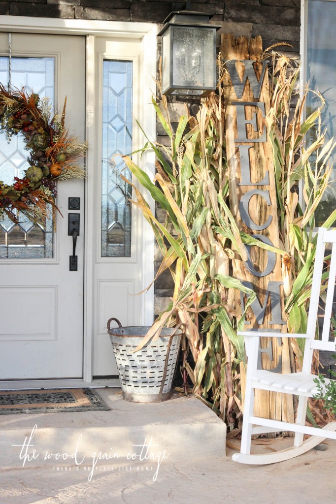 Simple Fall Front Porch Decorating by The Wood Grain Cottage