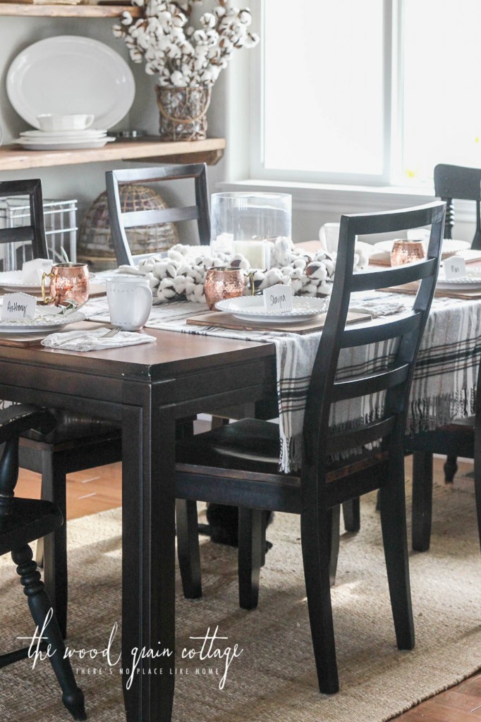 Simple Thanksgiving Table Setting by The Wood Grain Cottage